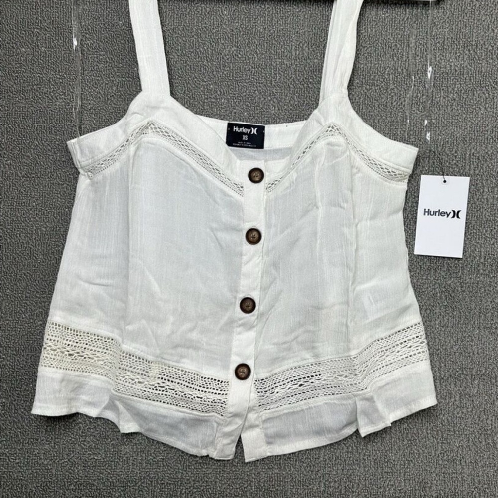 Hurley Women's White Button-Up Top